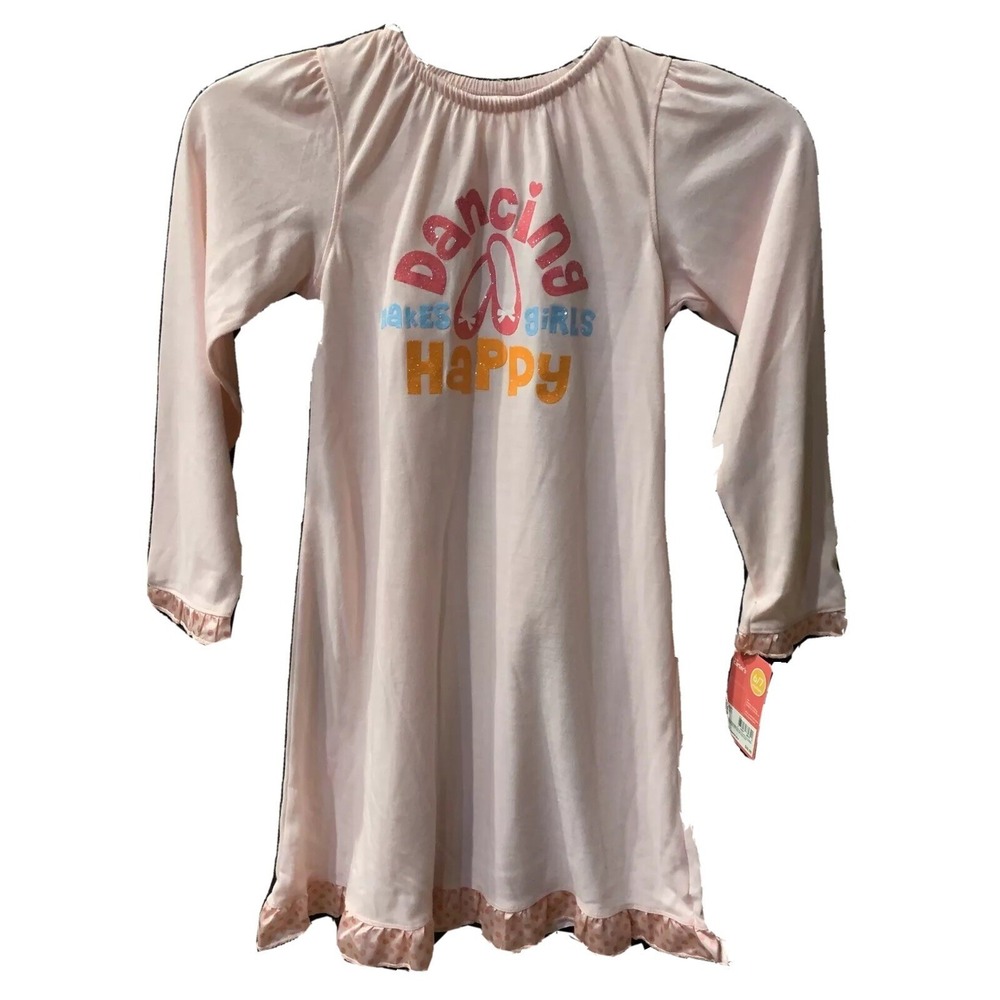 Carters Girls Sleepwear Gown New with Tags 6/7 Dancing Makes Girls Happy Pink